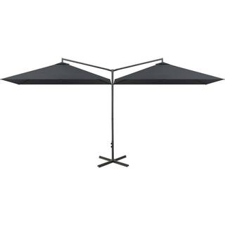 dobbelt parasol 600x300 cm stålstang antracitgrå