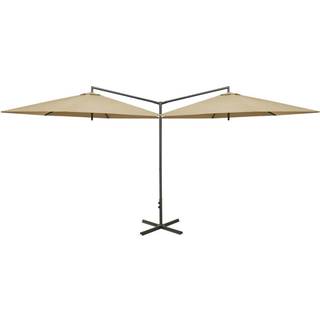 dobbelt parasol 600 cm stålstang antracitgrå