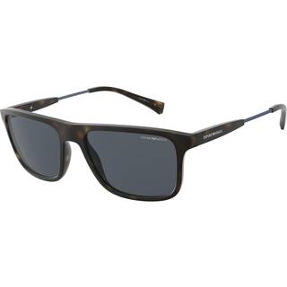 Emporio Armani Mand EA4151 50892V Solbriller Plast Havana Blå Firkantet Polariseret