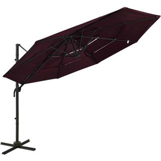 parasol 3x3 m aluminiumsstang 4 niveauer gråbrun