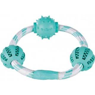 Trixie Denta Fun Rope ring with balls mint flav. Rubber ø 20 cm/ø 5 cm