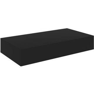 væghylde med skuffe 48x25x8 cm sort