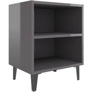 sengeborde 2 stk. med metalben 40x30x50 cm hvid højglans