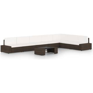 Loungesæt til Haven med Hynder - 3x hjørnedel + 4x midterdel + bord