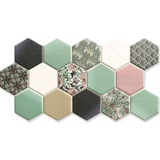 Klinker Hex Nouveau Flerfärgad-Grön Matt 27x51 cm