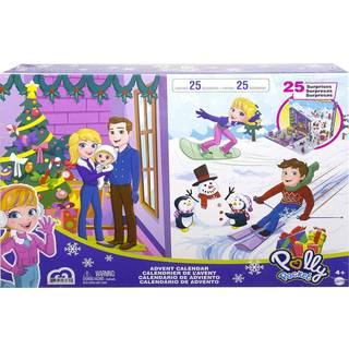 Polly Pocket Adventskalender med vinterfamilie sjov tema & 25 dage med overraskelser (34 samlede legestykker) til at opdage: lomme familie dukker
