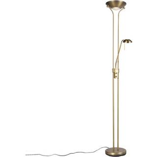 Bronze gulvlampe med læselampe inkl. LED og lysdæmper - Diva 2