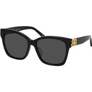 Balenciaga Kvinde BB0102SA 001 Solbriller Acetat Sort Grå Cat Eye Normal