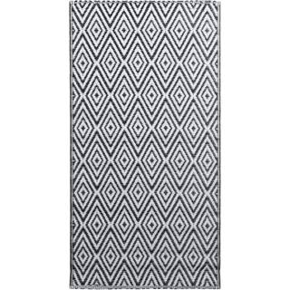 udendørstæppe 120x180 cm PP hvid og sort