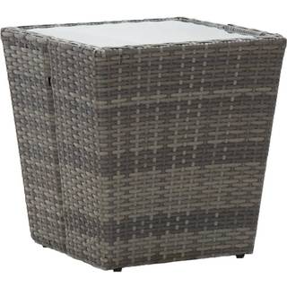 tebord 41,5x41,5x43 cm hærdet glas og polyrattan sort