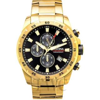 Festina F20541-4 Chrono Bike Sort/Gul guldtonet stål Ø45.5 mm