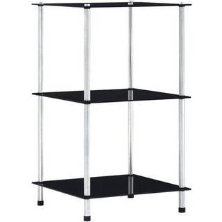 reol 3 hylder 40x40x67 cm hærdet glas sort