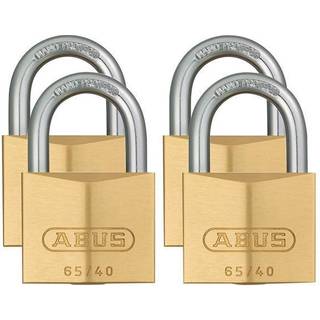 Hængelås ABUS 65/40KA, ens låsning, Ø6.5 mm, messing, 4-pak