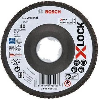 BOSCH X-LOCK-rondelslibeskiver, vinklet version, med fiberbundplade og en diameter på 125mm, G40, X571, Best for Metal, 1stk.
