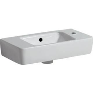 Geberit Renova Compact håndvask kompakt, med fralægningsplads: Hvid / KeraTect, B=50cm, H=15cm, T=25cm, Hanehul=Til højre, Overløb=Synlig, Opbevaringsflade=Til venstre