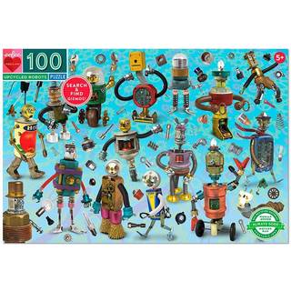 EEBOO: Upcycled Robots 100 Piece Puzzle Perfect Project for Little Hands AIDS in Development of Pattern Shape and Color Recognition erbjuder barn