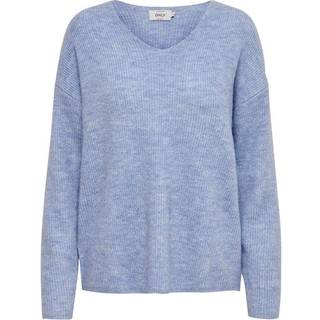 Only - Blå - Onlcamilla V-Neck L/S Pullover Knt - Small