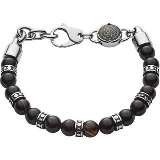 Diesel Men’s Beaded Black Line Agate Bracelet DX1163040
