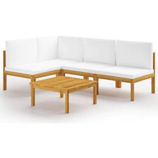 5-Delt Havemøbelsæt Med Hynder Cremefarvet 63X63 Cm