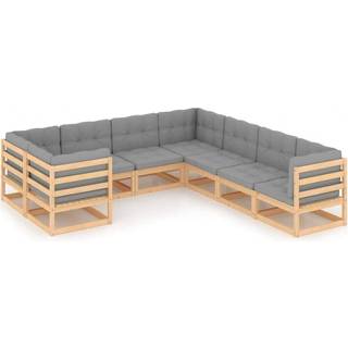 Loungesæt Til Haven 8 Dele Massivt Fyrretræ - Naturfarvet / Ja