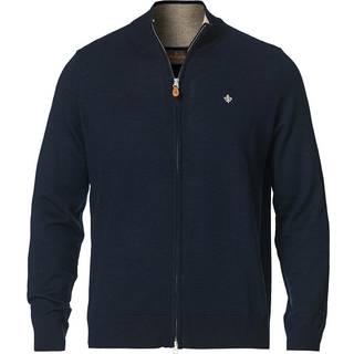 Morris Merino Zip Cardigan Navy