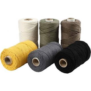 Bæredygtig Macramé Snor 198 M - 2 mm, Ass. Farver