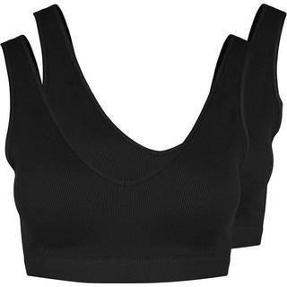 Pieces - Pcsymmi Rib Bra 2-pack - Undertøj til damer og piger - Black/black - S/M