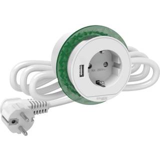 Schneider Bord stikk. enkelt m/USB A hvid