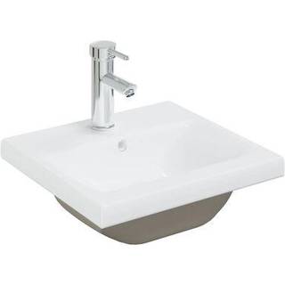 indbygget håndvask med hane 42x39x18 cm keramisk hvid