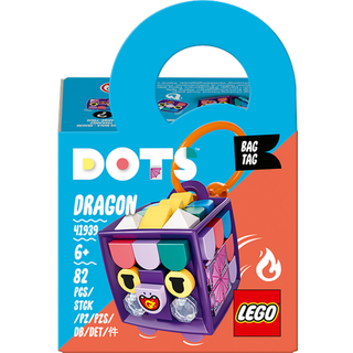 LEGO DOTS BAG TAG Dragon 41939 DIY h?ndv?rksdekorationss?t; Et godt kreativt sjovt s?t til b?rn, der elsker dyreleget?j; Ny 2021 (82 stykker)