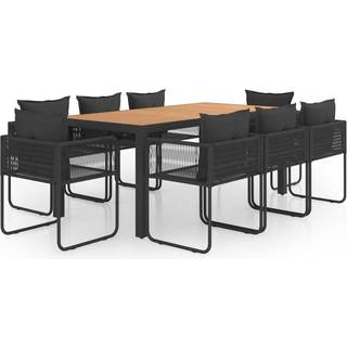 Spisebordssæt Til Haven 3 Dele Polyrattan - 8 / Sort og brun / 184.5 cm bordlængde