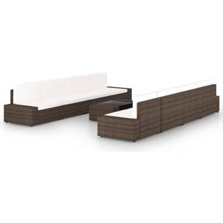 Loungesæt til Haven med Hynder - 4x hjørnedel + 4x midterdel + bord