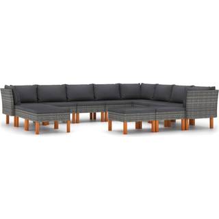 loungesæt til haven 12 dele med hynder polyrattan sort