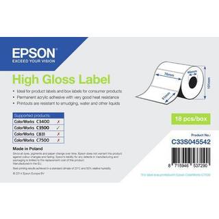 Epson High Gloss Rulle, udstansede labels 76 mm × 51 mm ( 610 Labels )