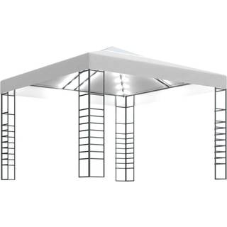 havepavillon med LED-lyskæder 3x3 m antracitgrå