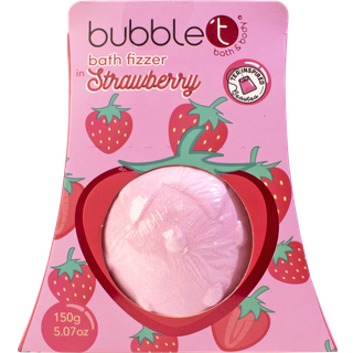 BubbleT Fruitea Bath Fizzer Strawberry Badebombe med lukt av jordbær, 150g - 150 g
