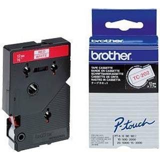 Original Brother labelbåndskassette rød/hvid (TC-202) P-Touch 500 II 2000 2001 3000 5000