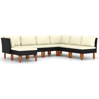 loungesæt til haven 7 dele med hynder polyrattan grå