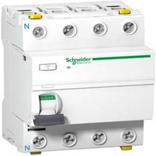 Schneider Electric Acti9 iid hpfi-afbryder, 4p, 40a, 415v, 30ma, klasse a-si a, dobbelt terminal. bredde 72 mm.