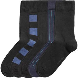 Björn Borg 5-pak Block Stripe and Square Socks - Black/Blue - Str 36/40