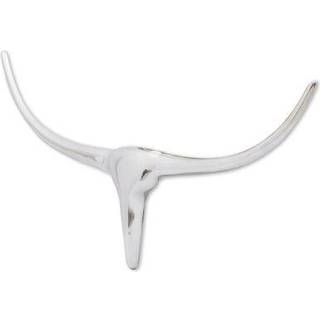 vægmonteret dekorativt tyrehoved i aluminium 72 cm sølv