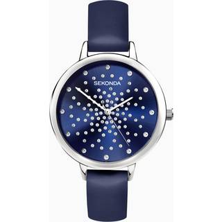 Sekonda Editions Quartz Blue Dial Blue Leather Strap Ladies Watch 2944