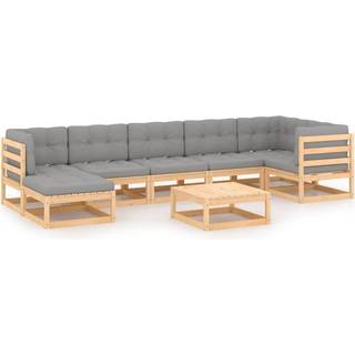 Loungesæt Til Haven 8 Dele Massivt Fyrretræ - Hvid / Ja