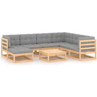 Loungesæt Til Haven 8 Dele Massivt Fyrretræ - Hvid / Ja