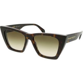 Alexander McQueen Kvinde AM0299S 002 Solbriller Acetat Havana Brun Cat Eye Normal Skygge