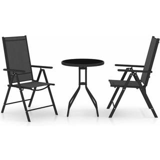 Bistrosæt 3 Dele Aluminium Og Textilene - Sort