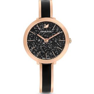 Crystalline Delight Uhr, Schweizer Produktion, Metallarmband, Schwarz, Roségoldfarbenes Finish