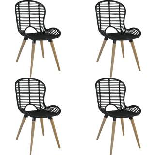 spisebordsstole 4 stk. naturligt rattan sort