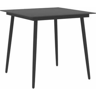 havebord 80x80x74 cm stål og glas sort