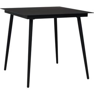 havebord 80x80x74 cm stål og glas sort
